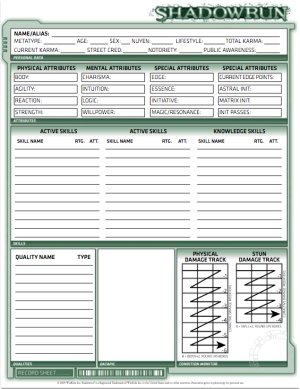 [Character Sheet voor Shadowrun (voorkant)]